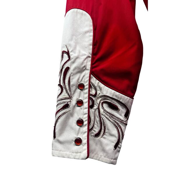 Dragonfly Mens Vintage Cowboy Western Red Pearl Snap Popper Shirt Medium - Picture 8 of 11